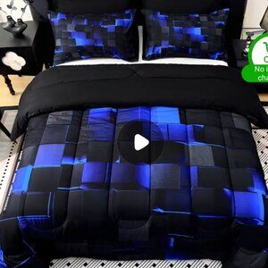 Black and Blue Duvet Cover
